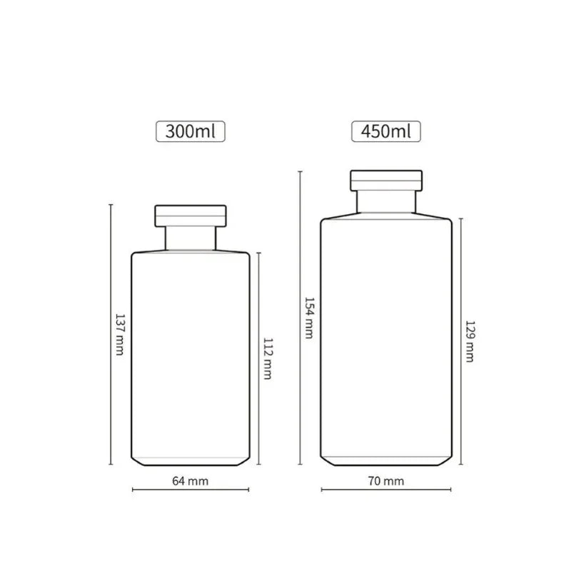 Garrafa 300/450ml suprimentos para banheiro