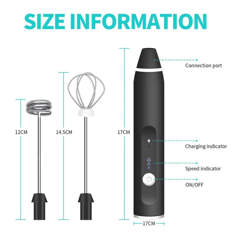 Batedor de leite sem fio, liquidificador portátil elétrico com usb